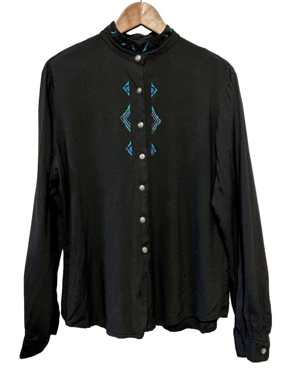 CIRCLE T Rayon Embroidered Western Southwestern Prairie Blouse Top Cowgirl Rodeo